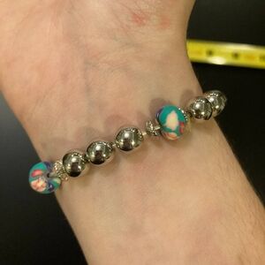 Elastic Braclet With Blue Accents Metalic Free Shipping